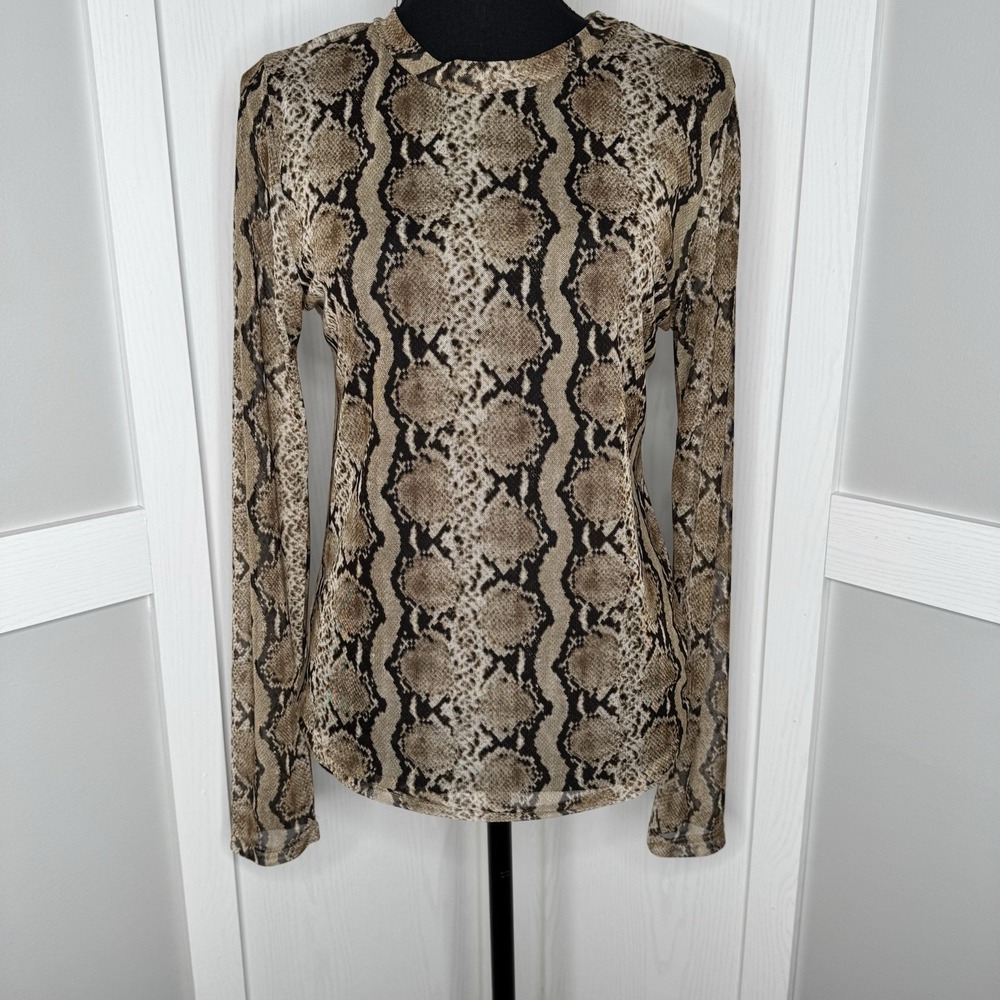 Y2K Madrag Snakeskin Animal Print Long Sleeve‎ Top Made in USA Size 1X Fits L